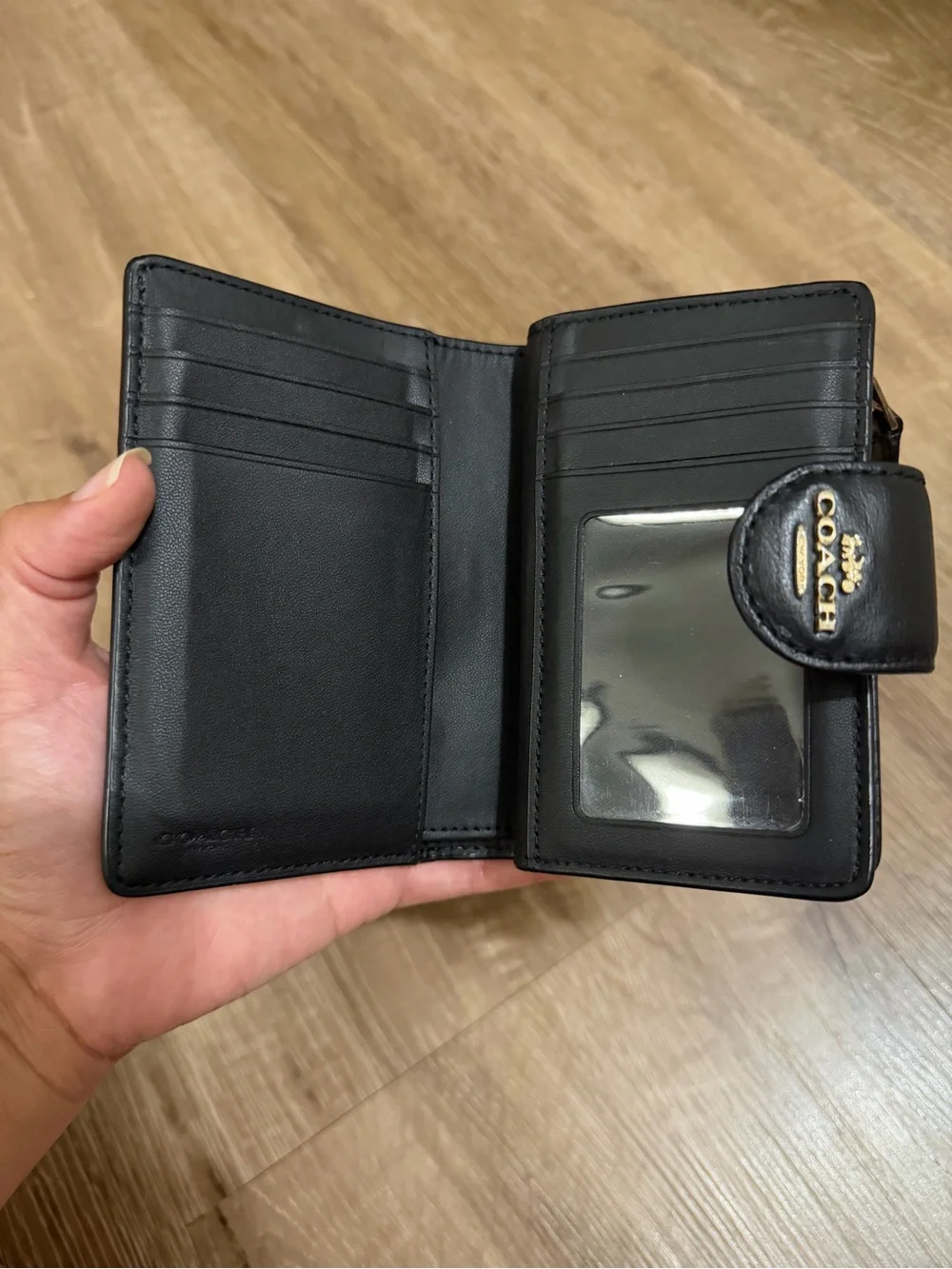 COACH Brown Signature Canvas Corner zip wallet